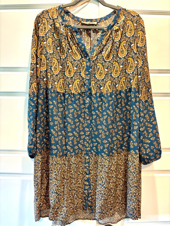 My Danielle Dresses & Skirts - Boho Floral Paisley Tiered Dress in Peacock Blue and Mustard